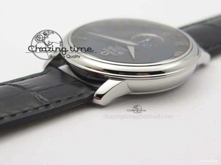 0311 De Ville MK 1:1 Best Edition SS Blue Dial On Black Leather Asian Seagull T1701 (Sec@6) Casual 8242